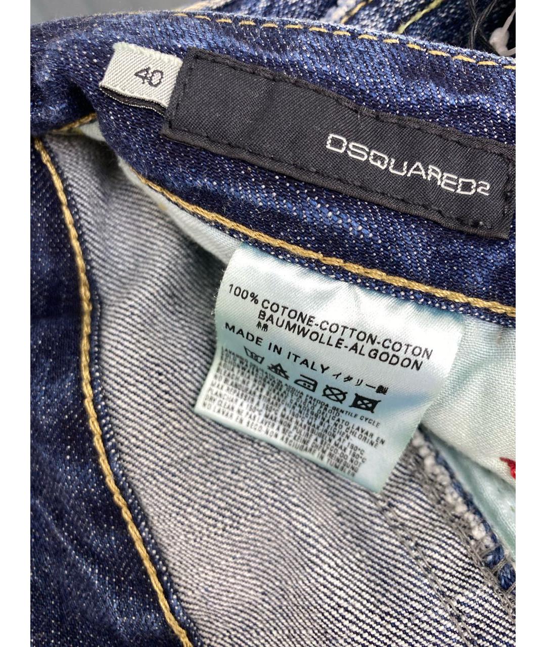 DSQUARED2 Синие хлопковые прямые джинсы, фото 7