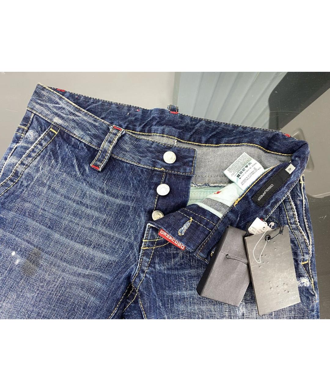 DSQUARED2 Синие хлопковые прямые джинсы, фото 3