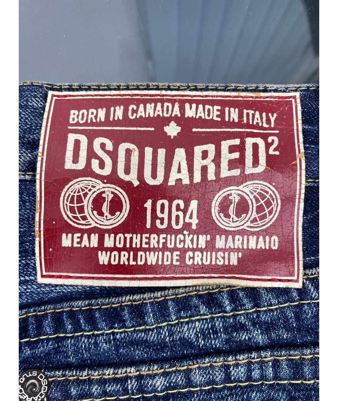 DSQUARED2 Синие хлопковые прямые джинсы, фото 4