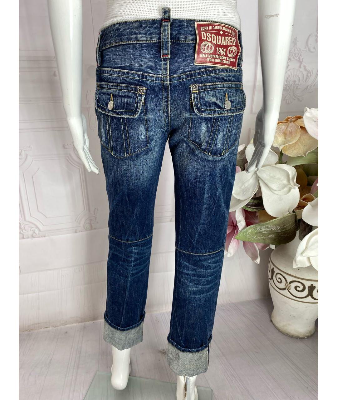 DSQUARED2 Синие хлопковые прямые джинсы, фото 6