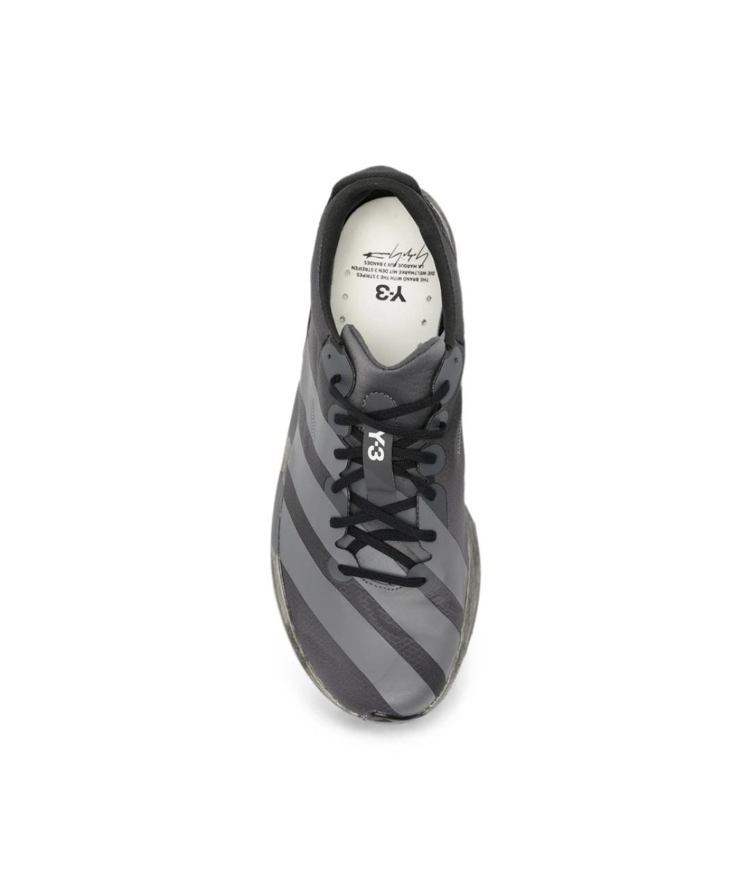 Y-3 Серые текстильные низкие кроссовки / кеды, фото 4