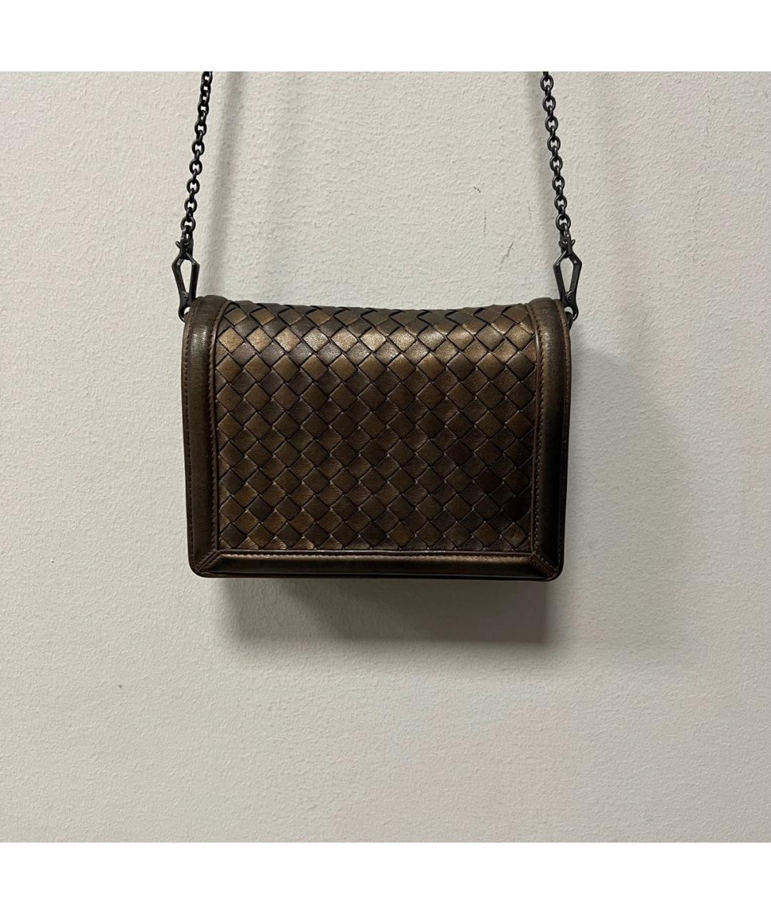 BOTTEGA VENETA Коричневая кожаная сумка через плечо, фото 4