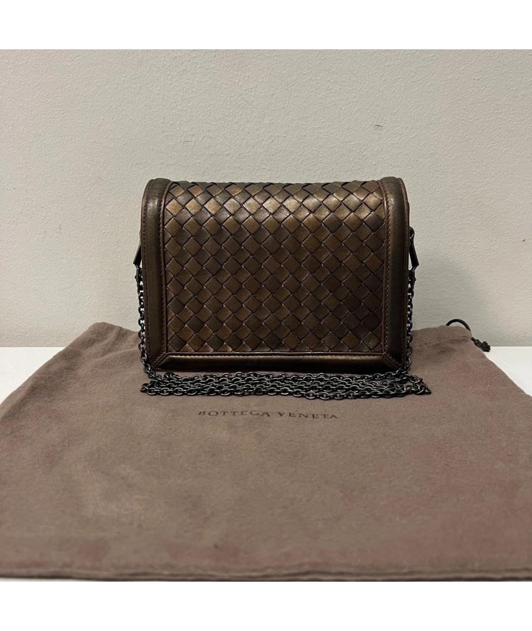 BOTTEGA VENETA Коричневая кожаная сумка через плечо, фото 8