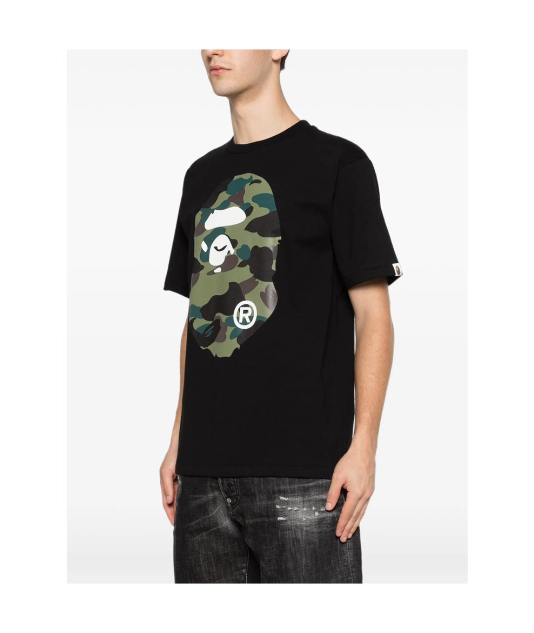 A BATHING APE Черная хлопковая футболка, фото 5