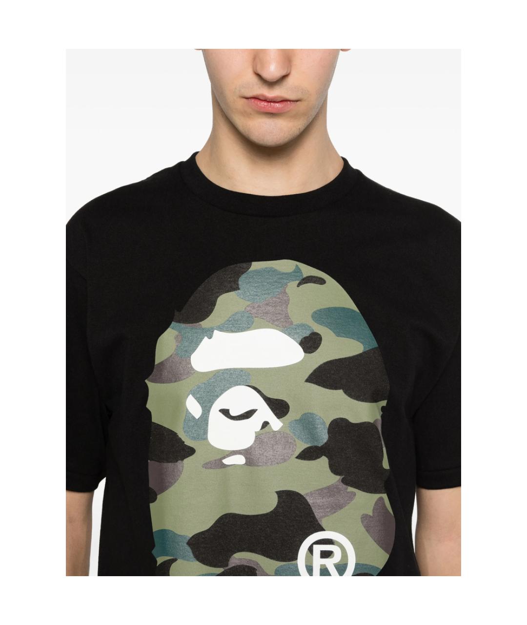 A BATHING APE Черная хлопковая футболка, фото 2
