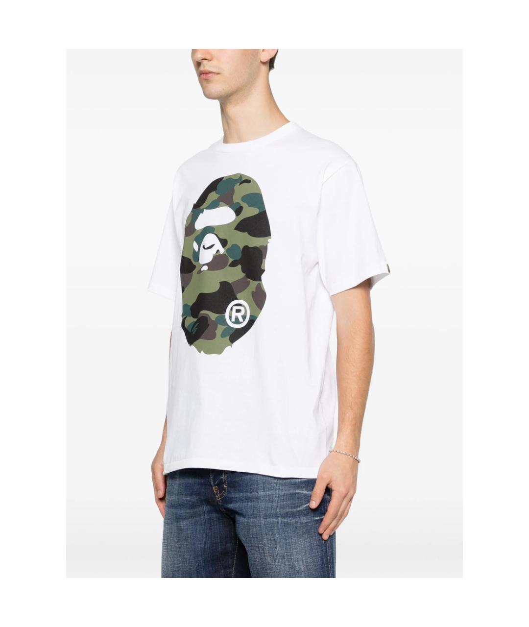 A BATHING APE Белая хлопковая футболка, фото 4