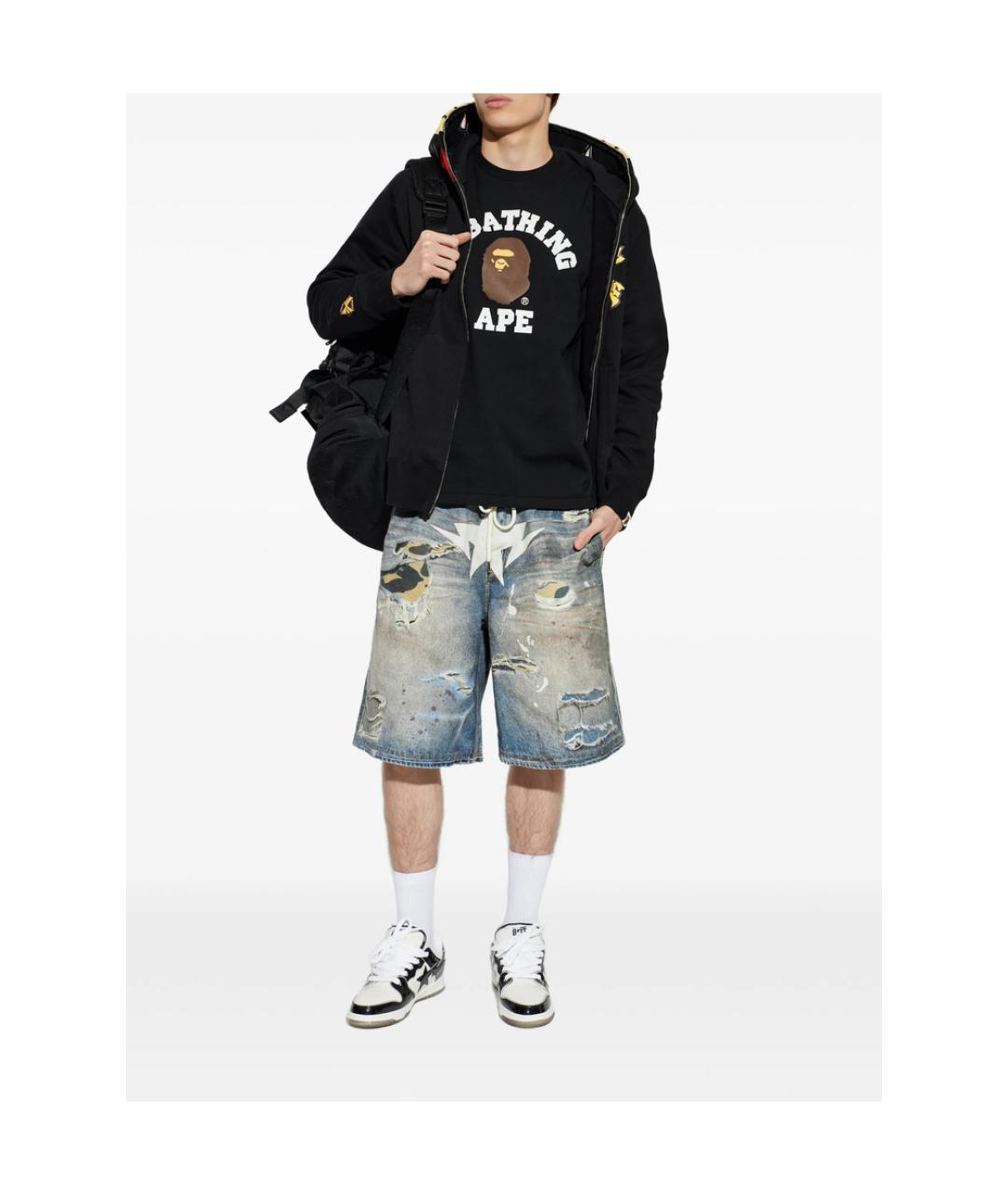 A BATHING APE Черная хлопковая футболка, фото 4