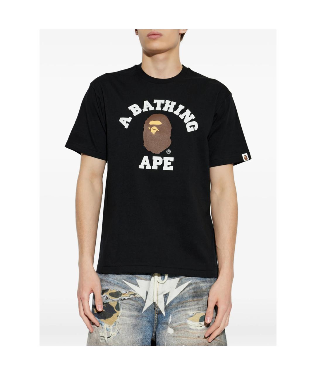 A BATHING APE Черная хлопковая футболка, фото 3