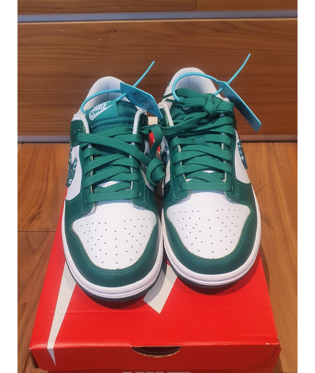 NIKE Зеленые кожаные кроссовки, фото 3