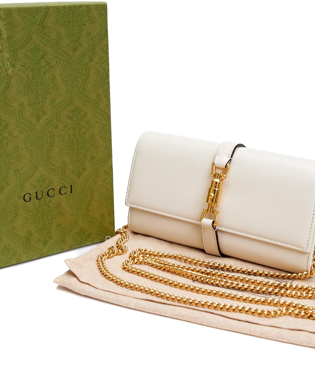 GUCCI Белая кожаная сумка через плечо, фото 6