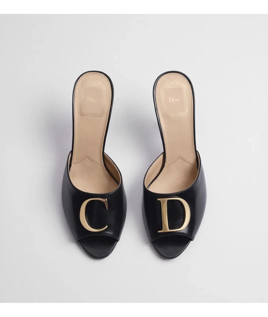 CHRISTIAN DIOR Черные кожаные мюли, фото 2