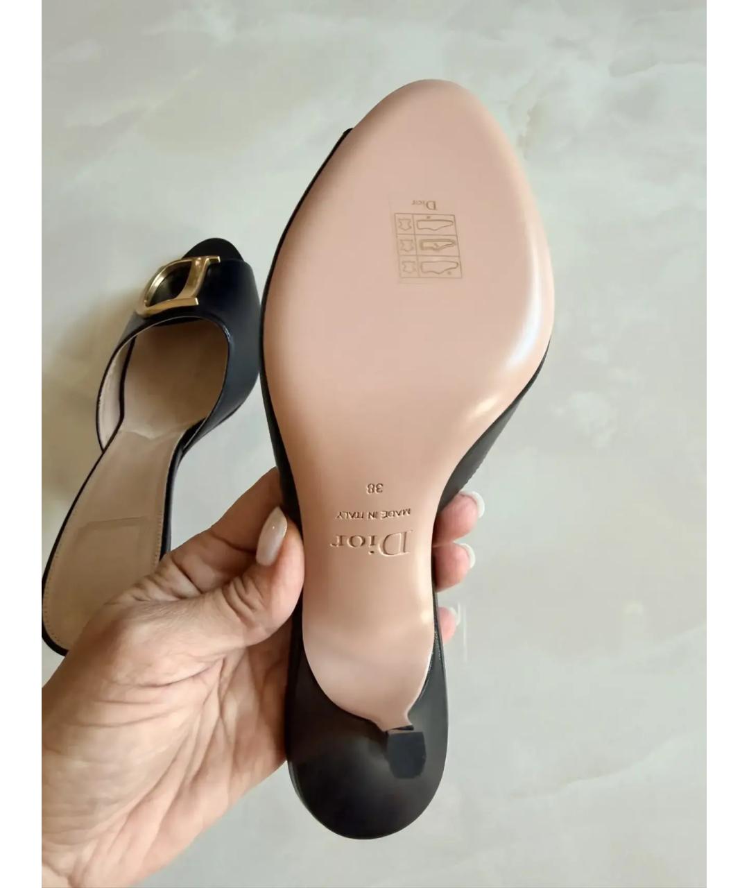 CHRISTIAN DIOR Черные кожаные мюли, фото 4