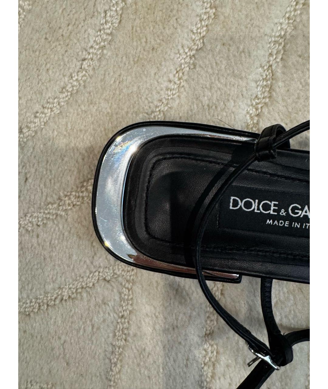 DOLCE&GABBANA Черные кожаные босоножки, фото 7