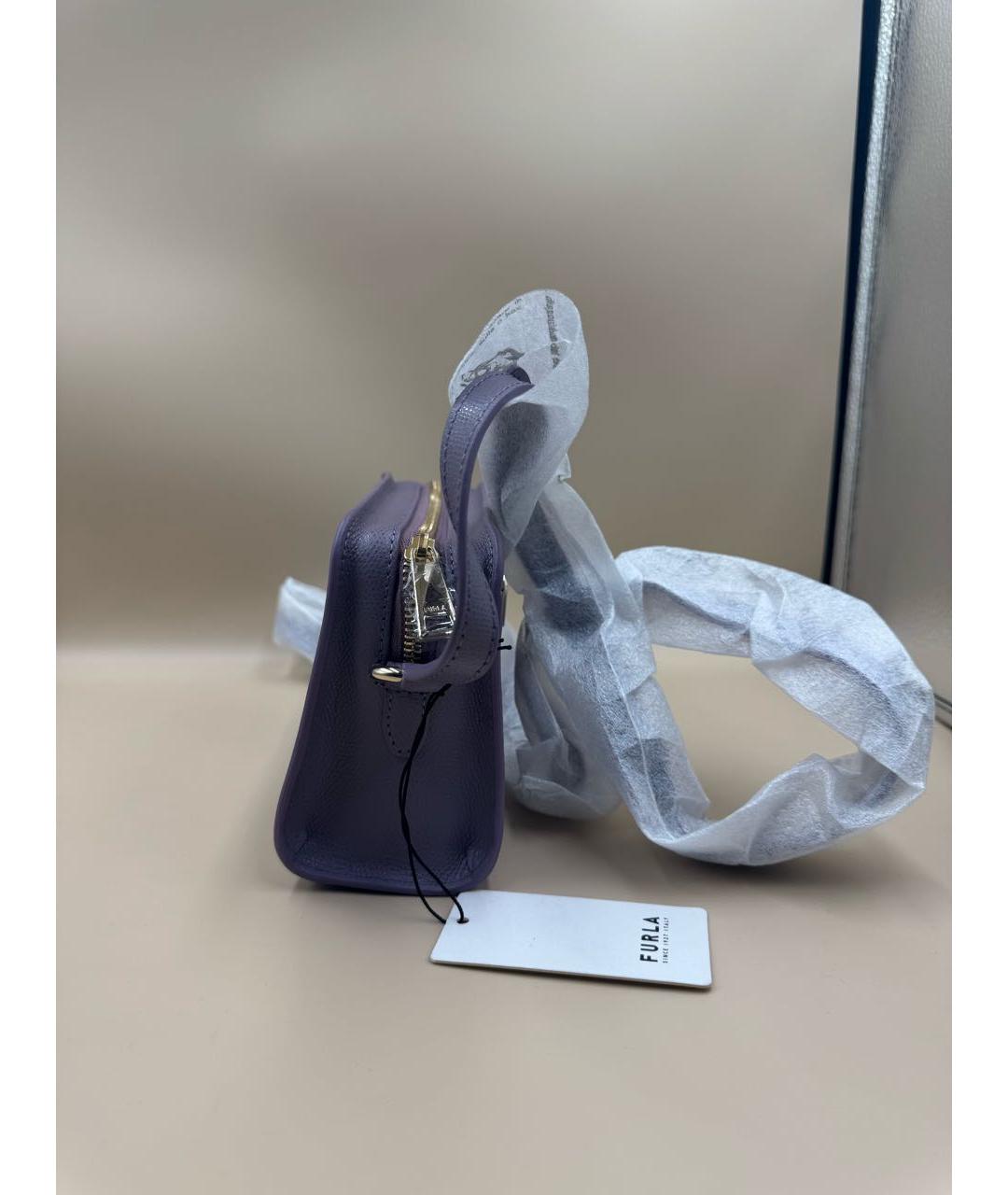 FURLA Фиолетовая кожаная сумка через плечо, фото 4