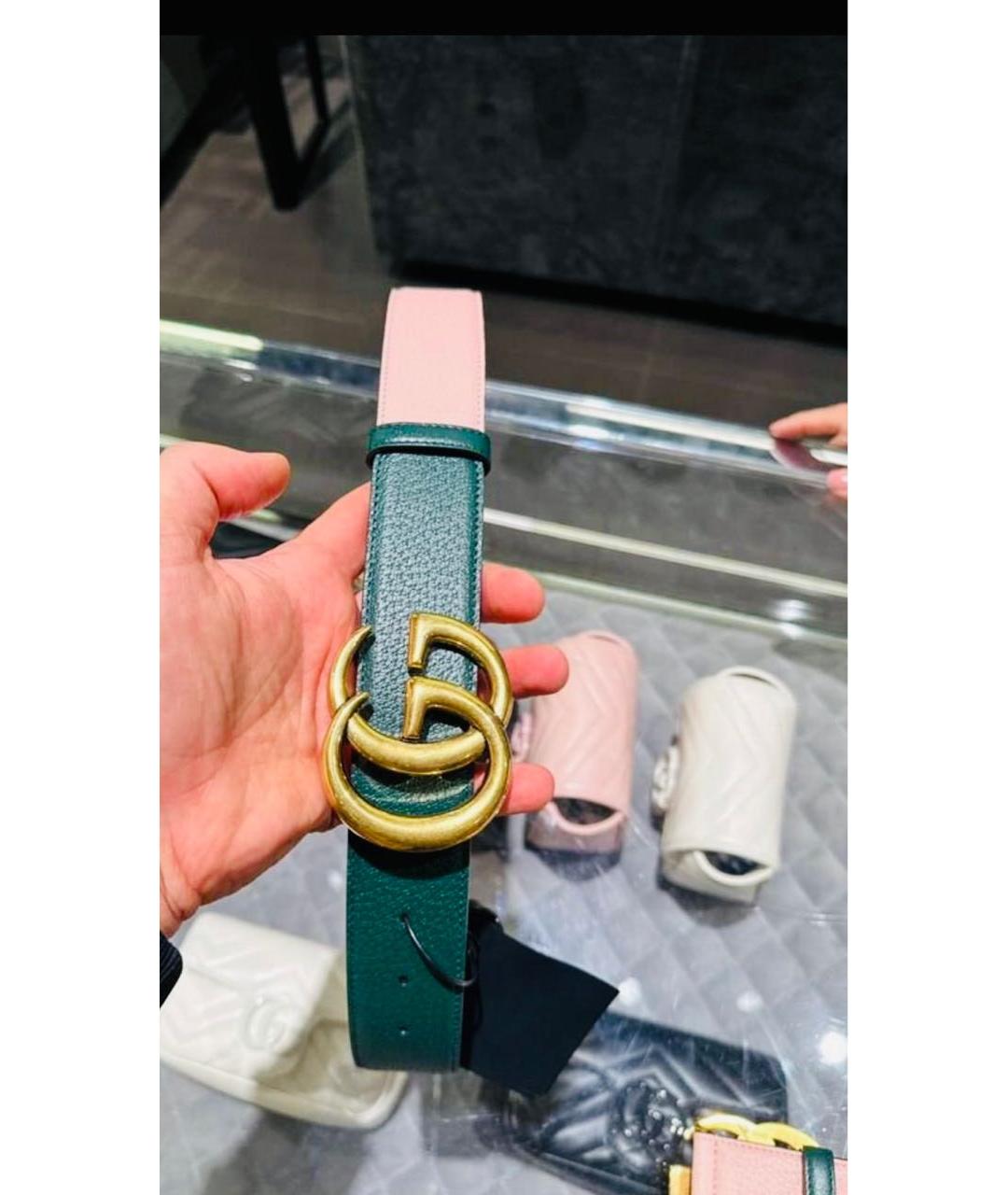 GUCCI Зеленый кожаный ремень, фото 5