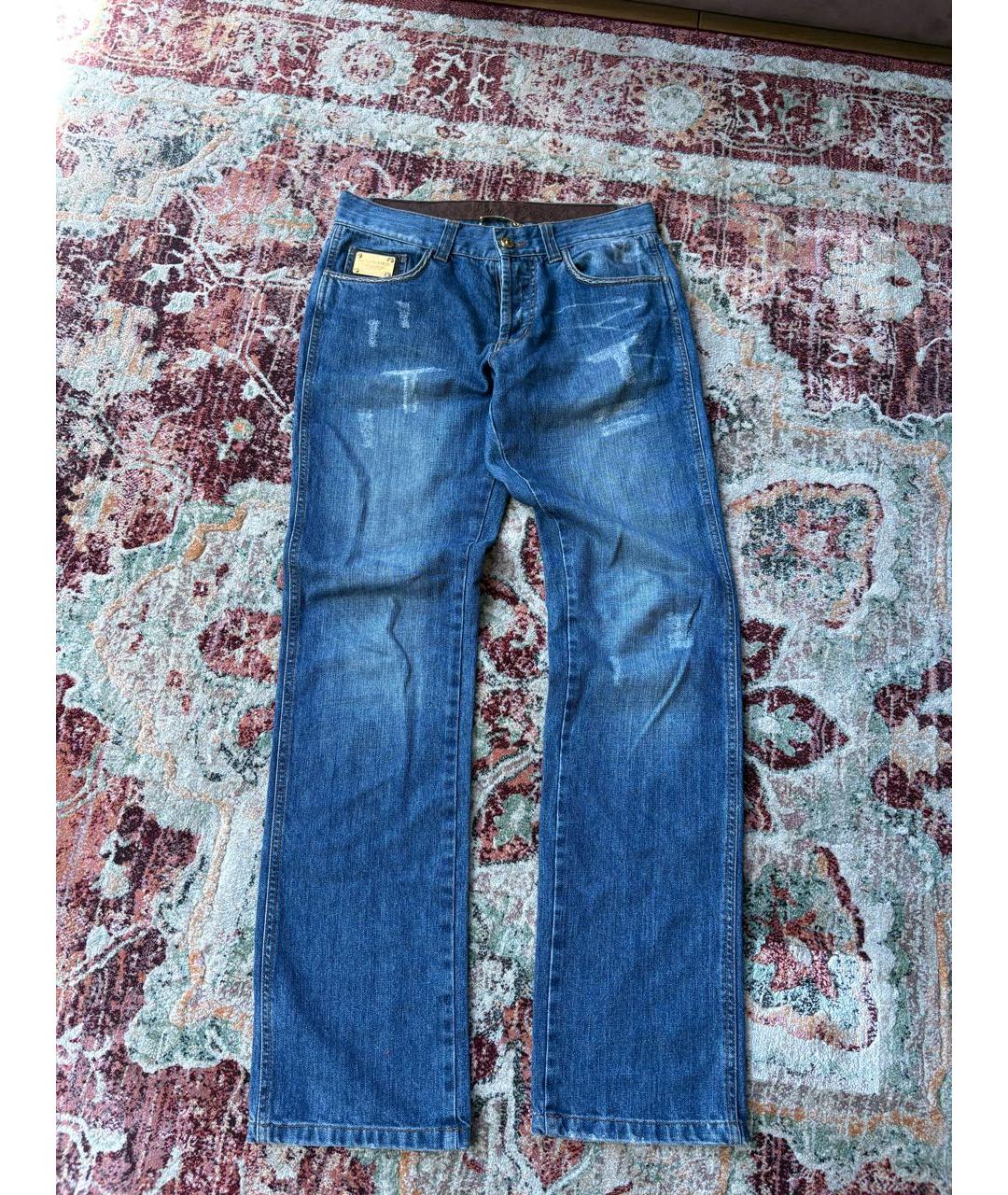 PHILIPP PLEIN Синие хлопковые прямые джинсы, фото 8