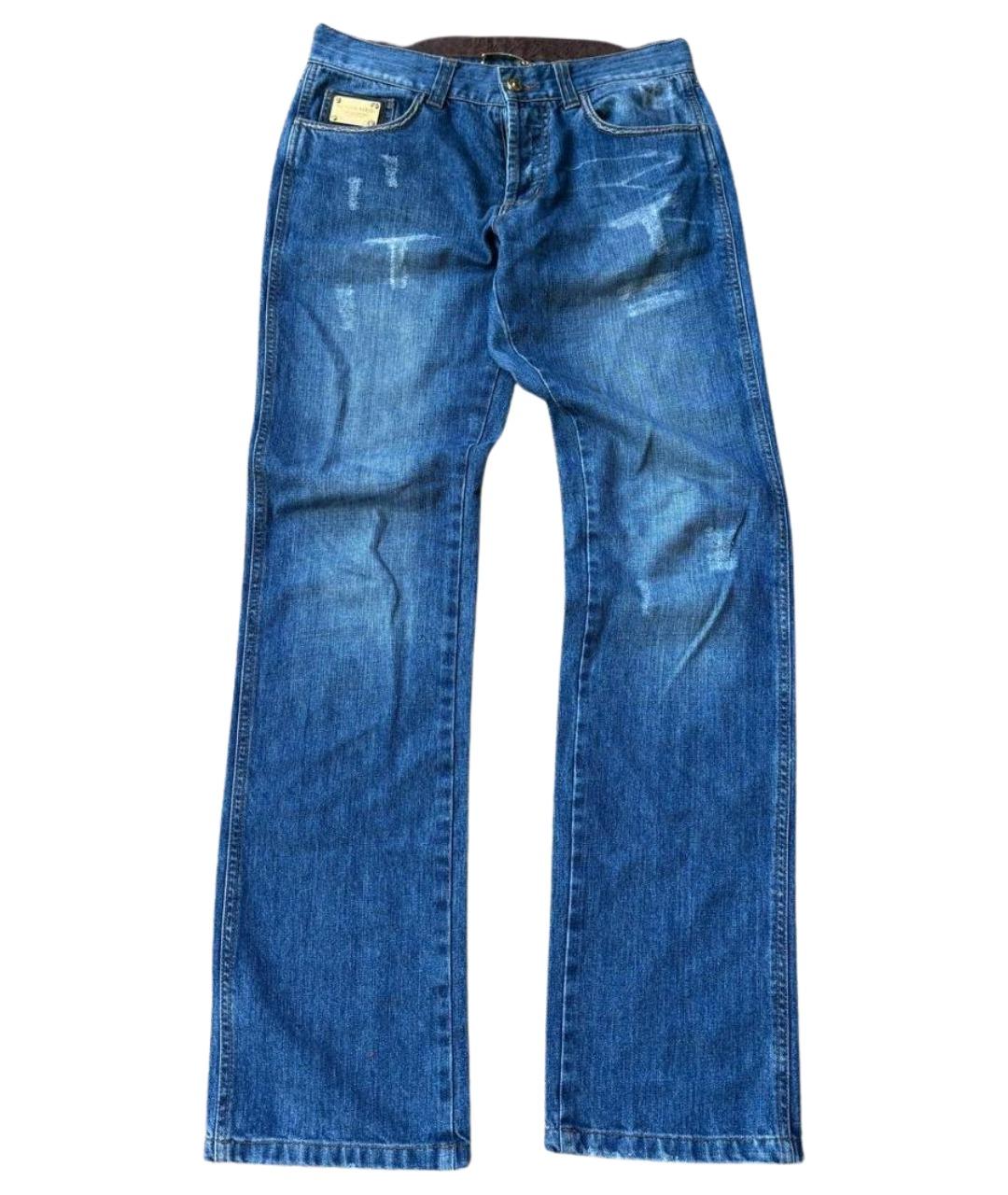 PHILIPP PLEIN Синие хлопковые прямые джинсы, фото 1