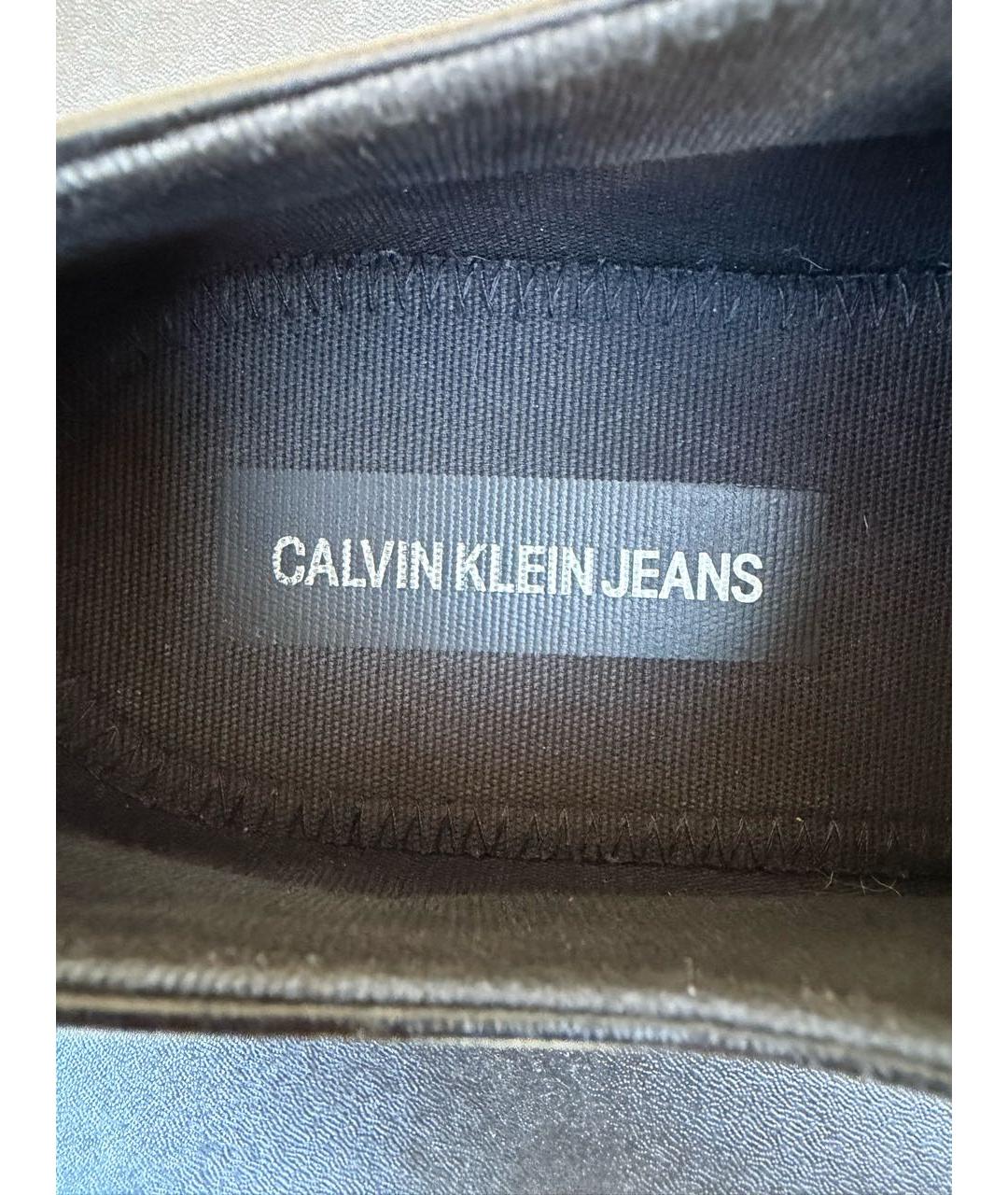 CALVIN KLEIN Черные низкие кроссовки / кеды из искусственной кожи, фото 8