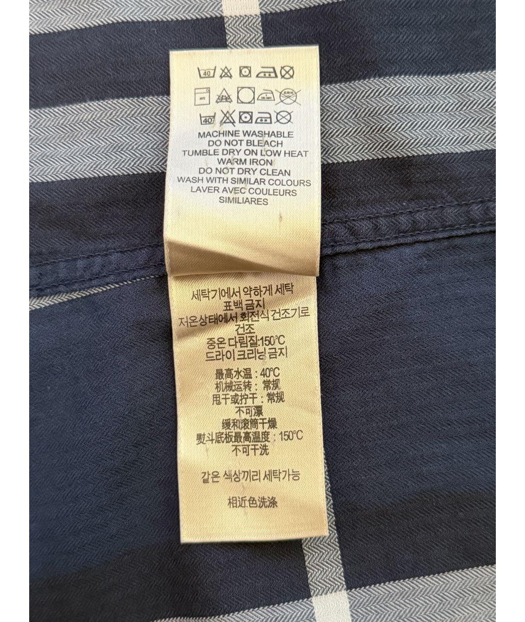 BURBERRY Темно-синяя хлопковая кэжуал рубашка, фото 8