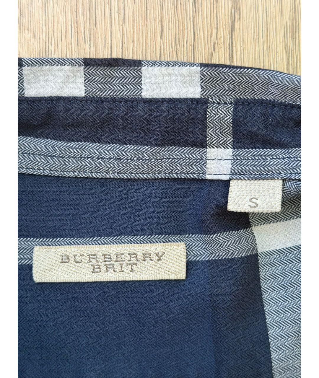BURBERRY Темно-синяя хлопковая кэжуал рубашка, фото 6