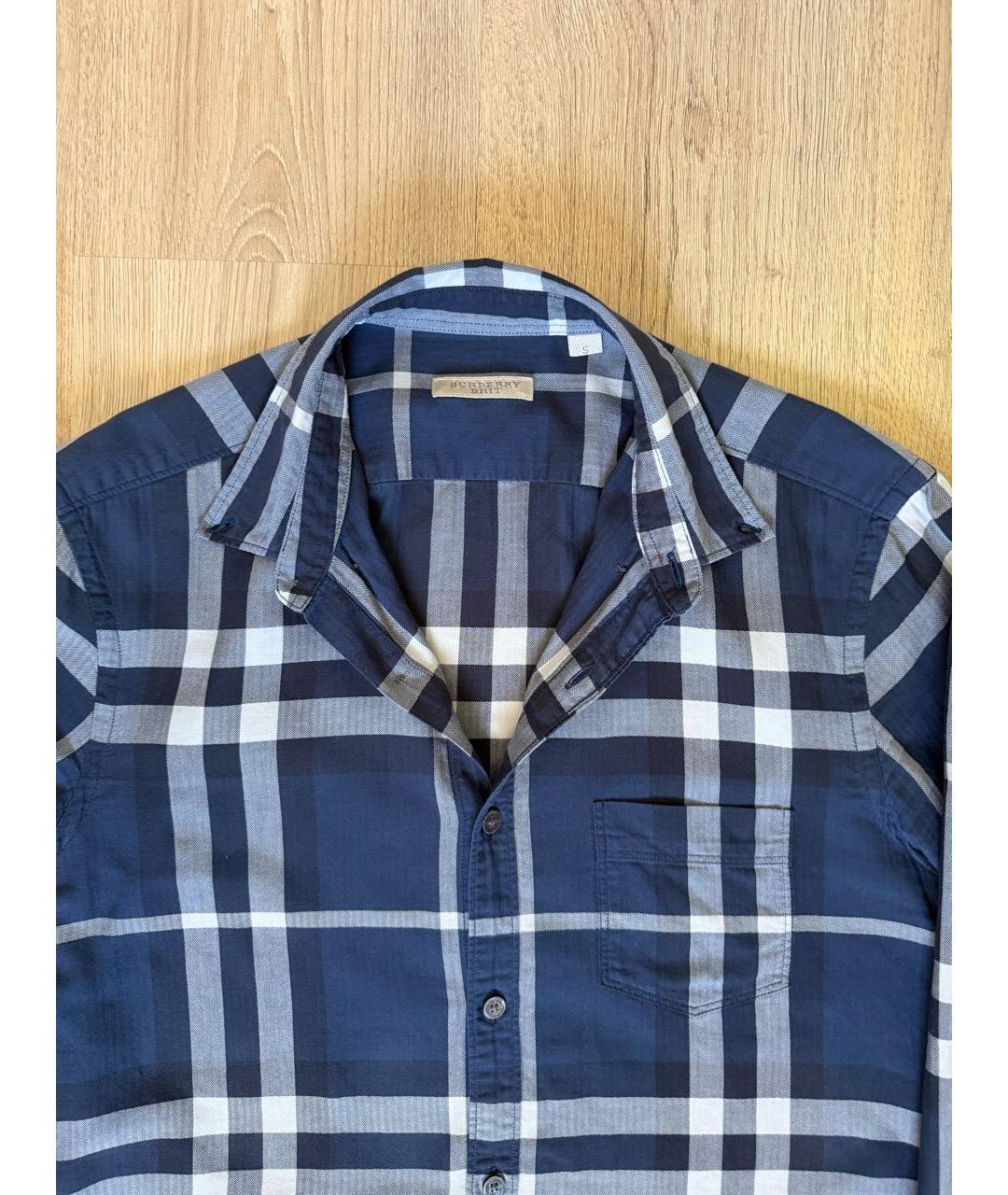 BURBERRY Темно-синяя хлопковая кэжуал рубашка, фото 3