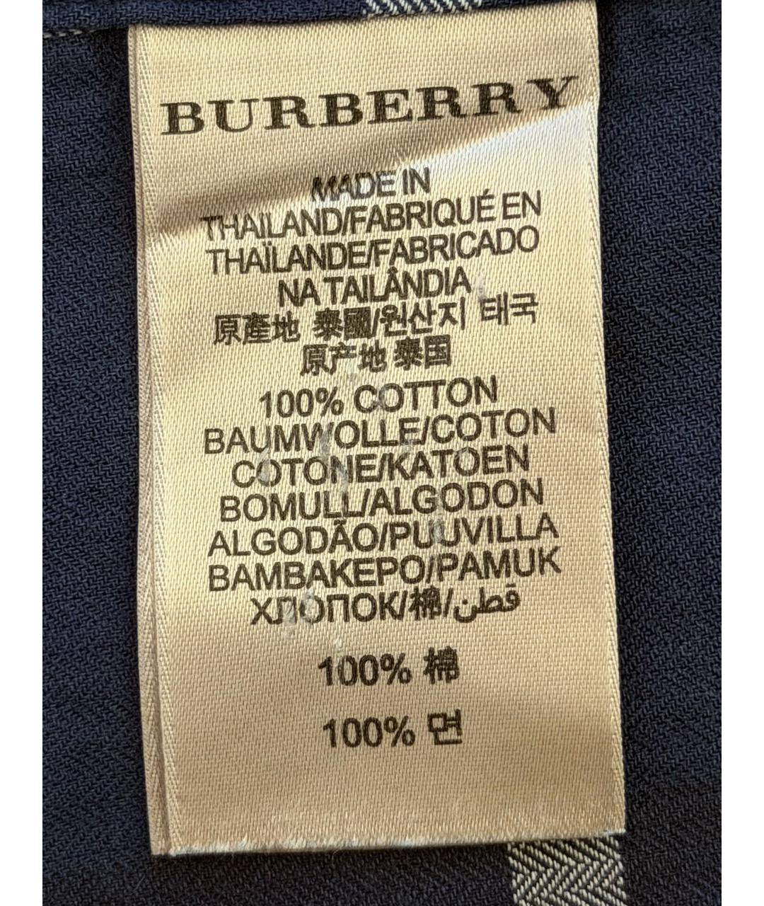 BURBERRY Темно-синяя хлопковая кэжуал рубашка, фото 7