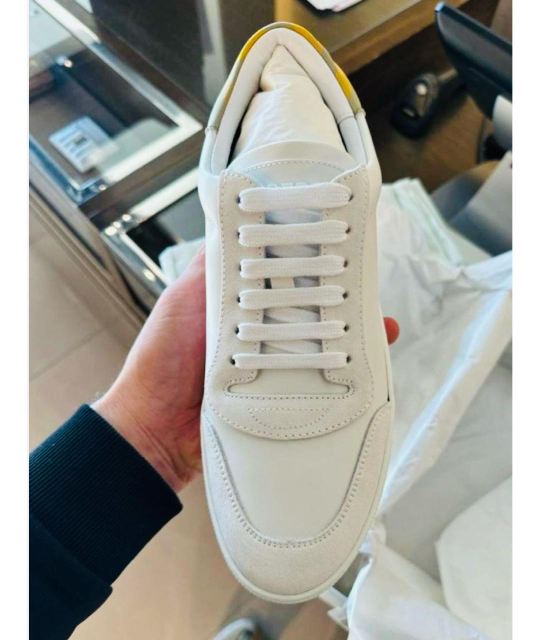 BURBERRY Белые кожаные низкие кроссовки / кеды, фото 2