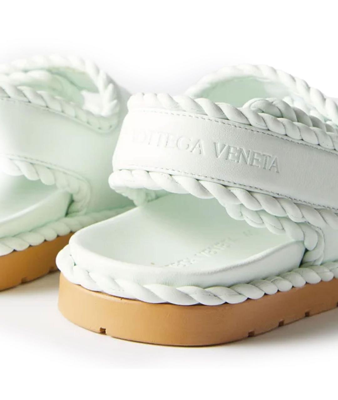 BOTTEGA VENETA Салатовые кожаные сандалии, фото 8