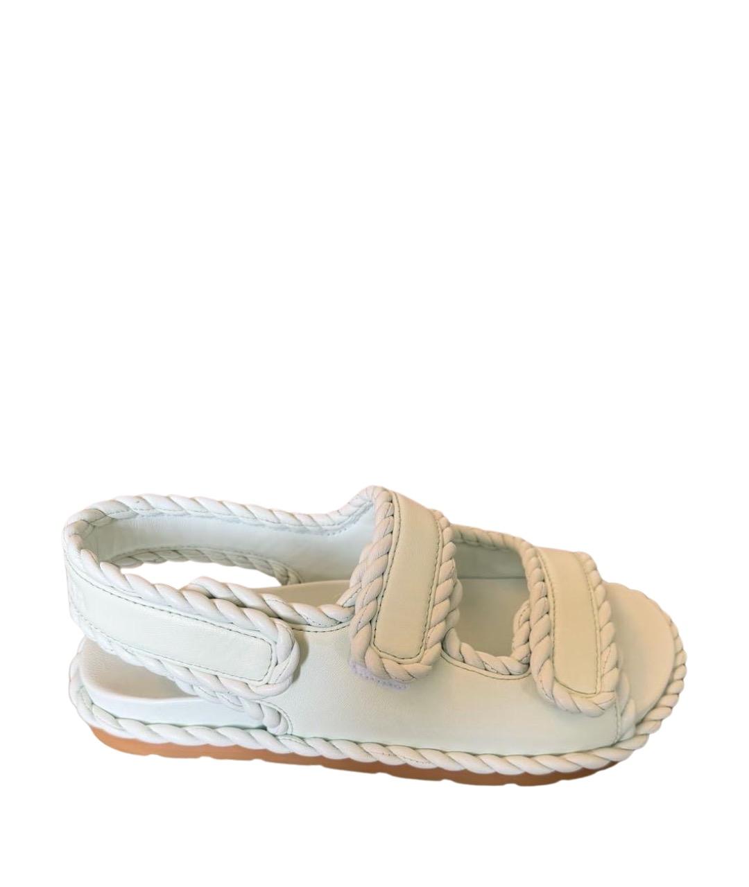 BOTTEGA VENETA Салатовые кожаные сандалии, фото 1