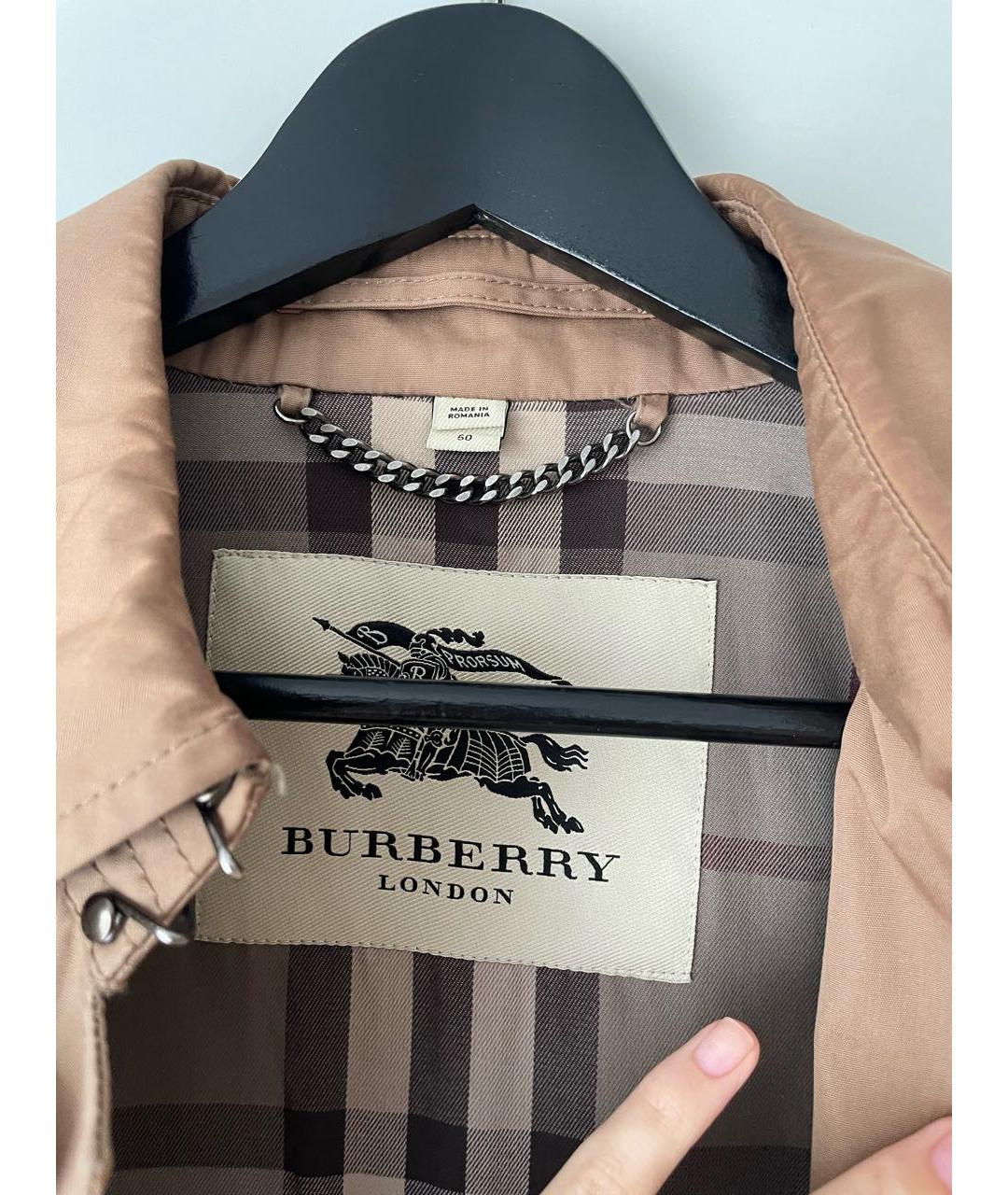 BURBERRY Бежевый хлопковый тренч / плащ, фото 4