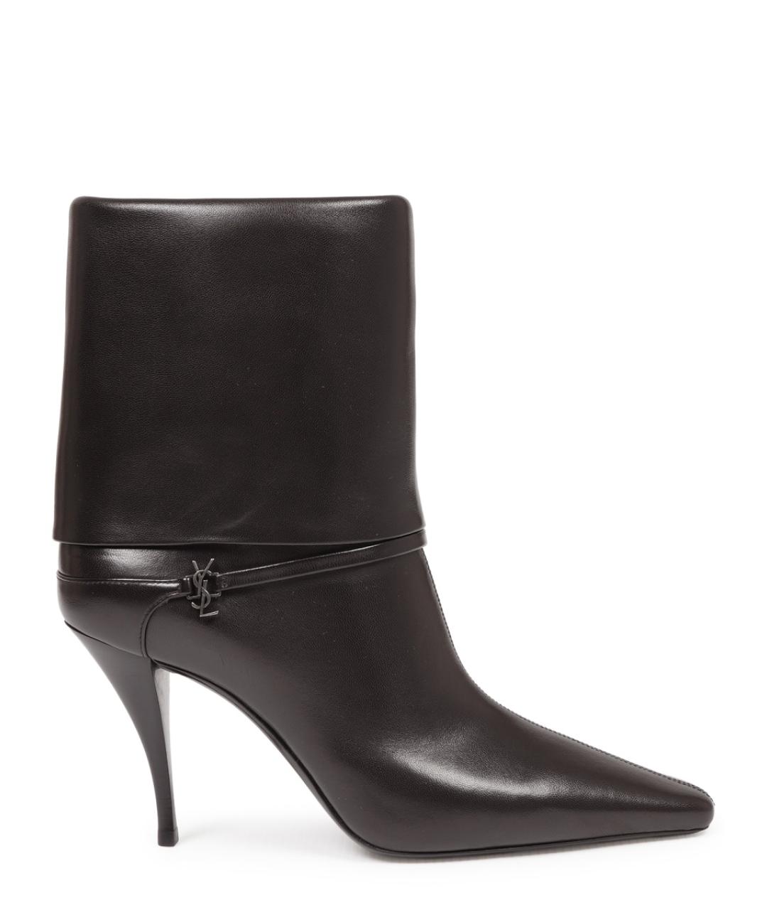 SAINT LAURENT Коричневые кожаные ботильоны, фото 1