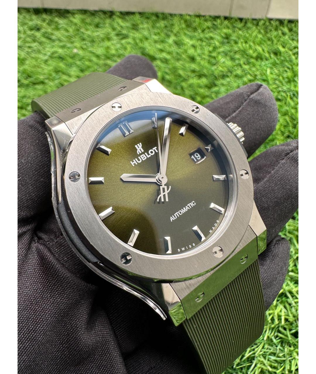 HUBLOT Зеленые титановые часы, фото 6
