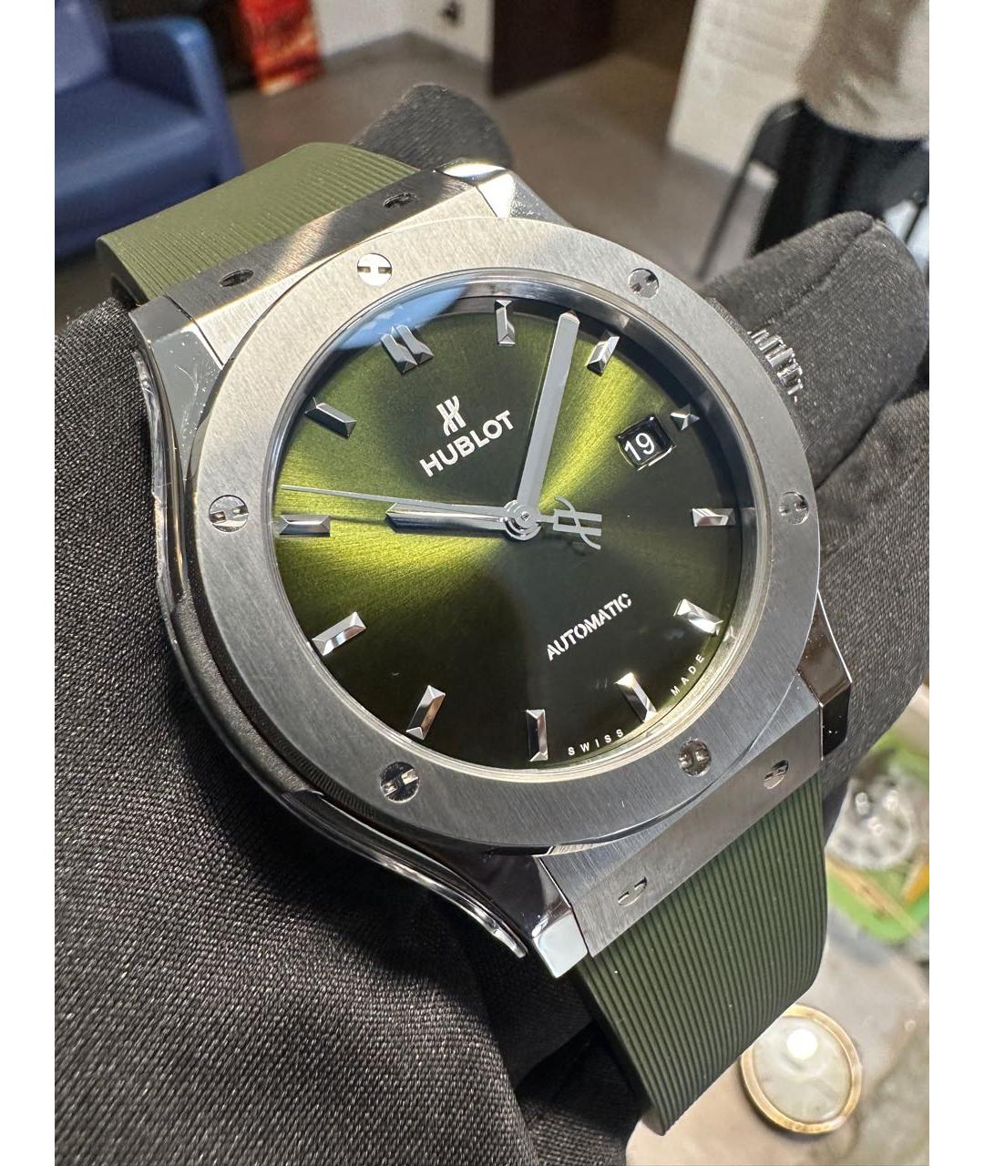HUBLOT Зеленые титановые часы, фото 5