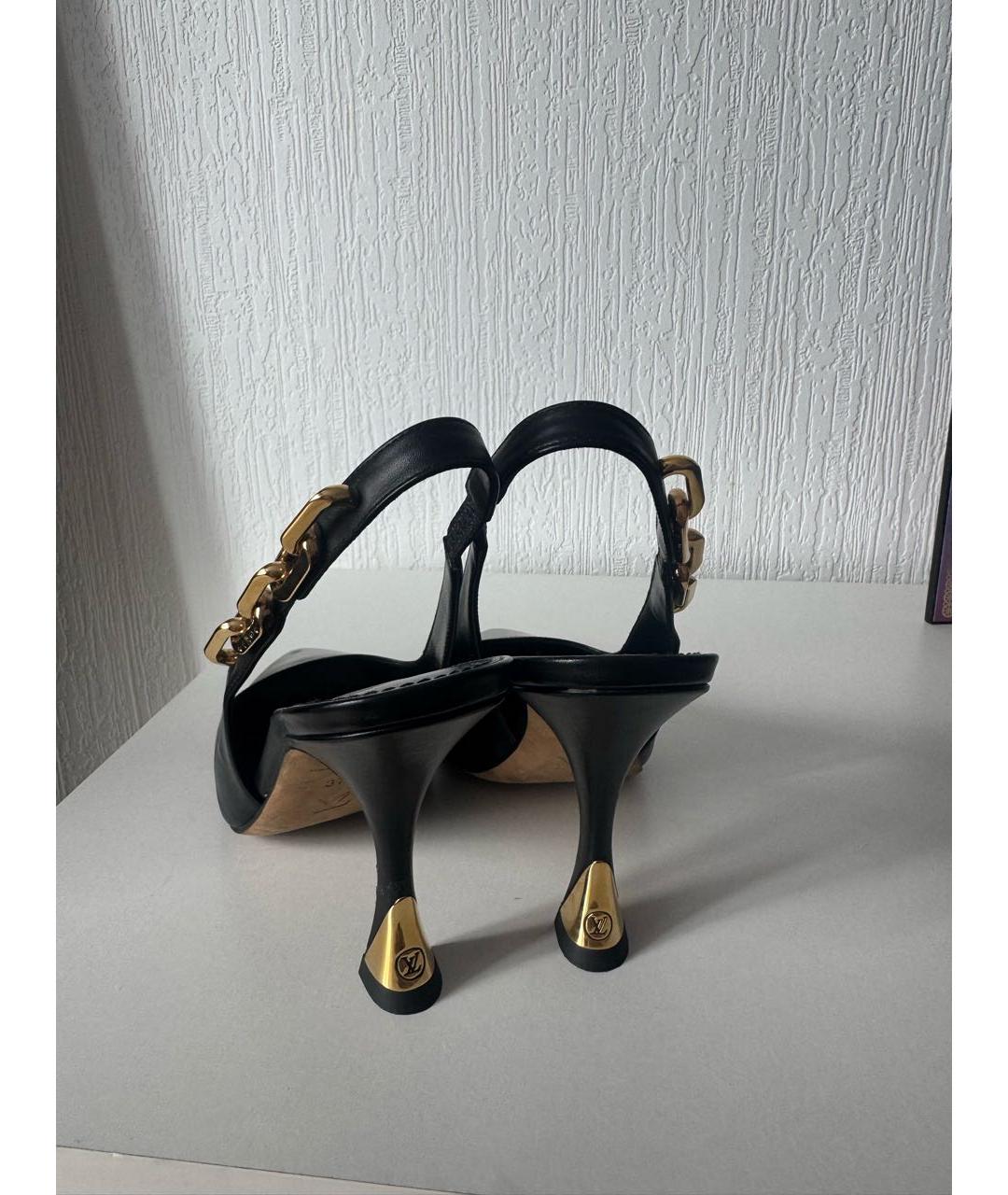 LOUIS VUITTON Черные кожаные босоножки, фото 4