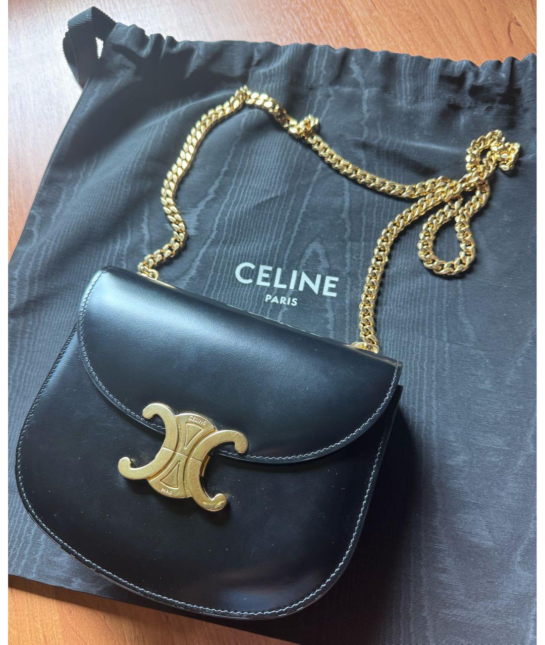 CELINE Черная кожаная сумка через плечо, фото 3