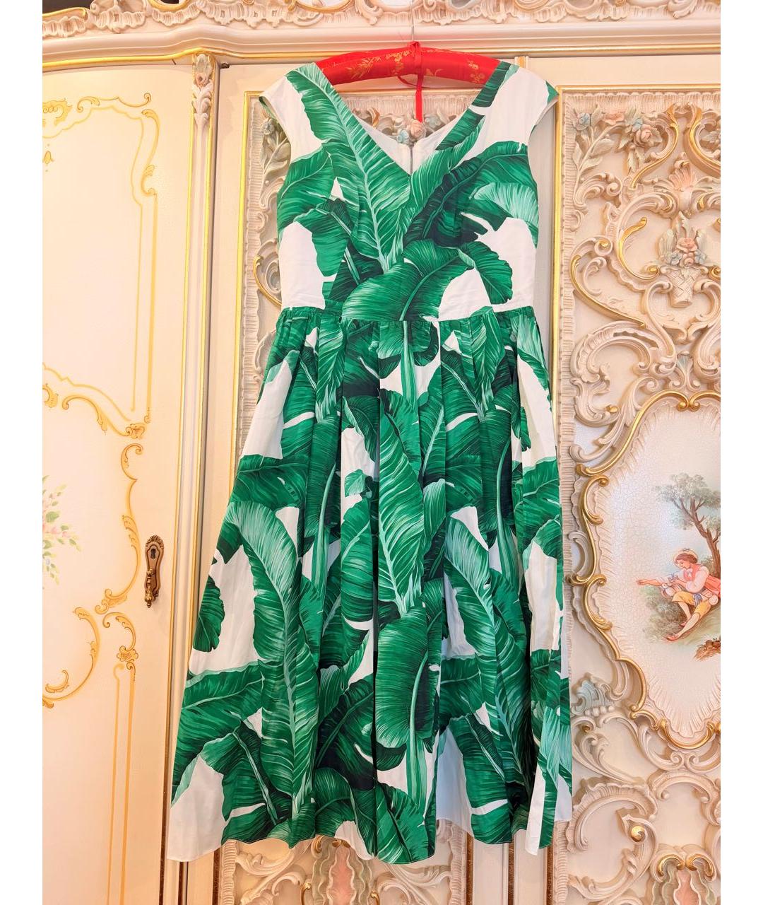 DOLCE&GABBANA Зеленое хлопковое повседневное платье, фото 5