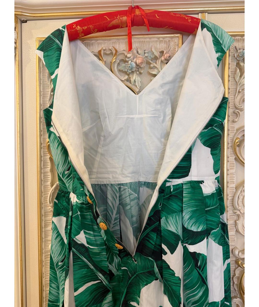 DOLCE&GABBANA Зеленое хлопковое повседневное платье, фото 3