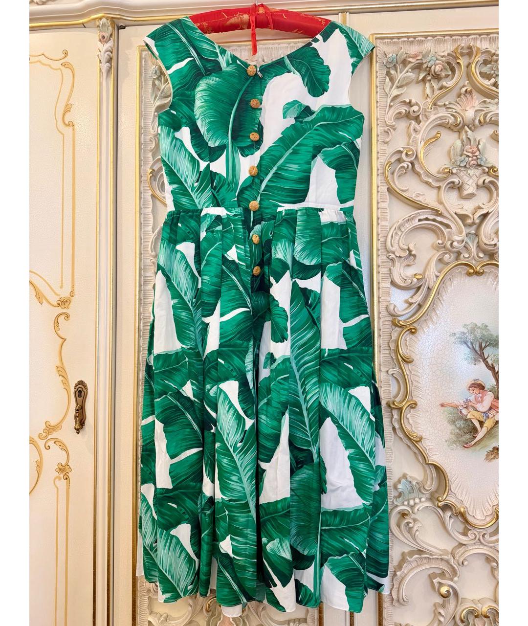 DOLCE&GABBANA Зеленое хлопковое повседневное платье, фото 2