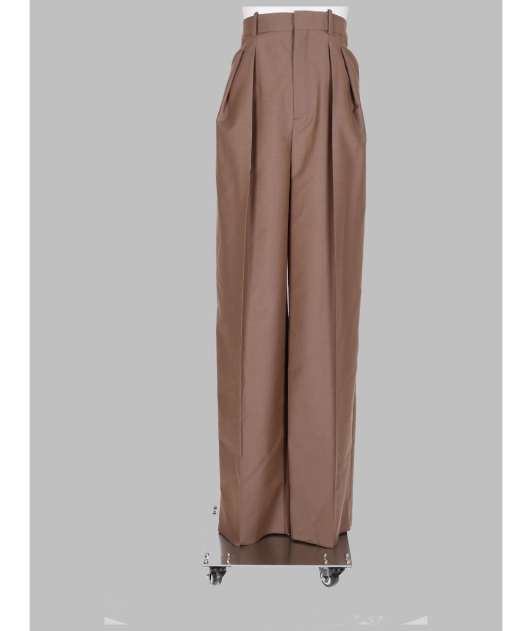 SAINT LAURENT Коричневые шерстяные брюки широкие, фото 3