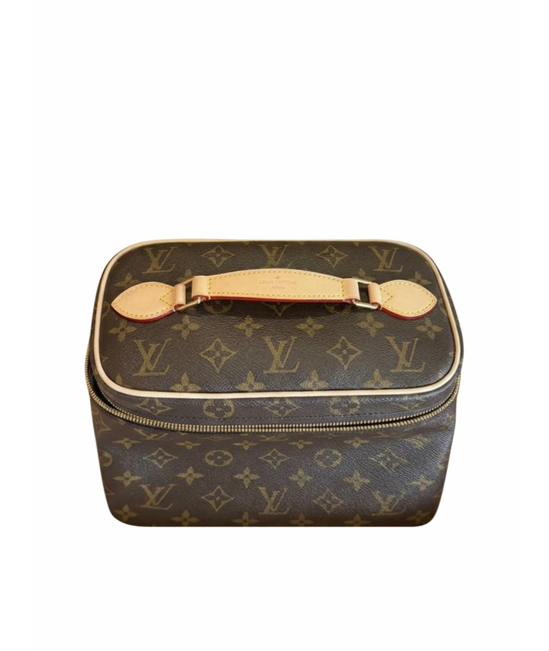 LOUIS VUITTON Коричневая кожаная косметичка, фото 1