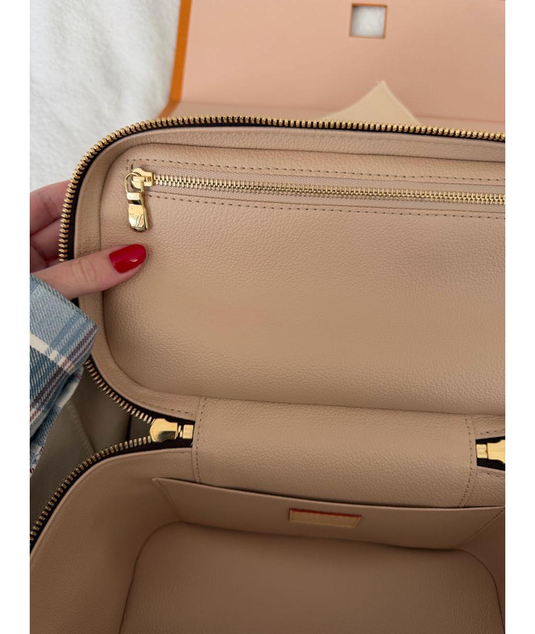 LOUIS VUITTON Коричневая кожаная косметичка, фото 2