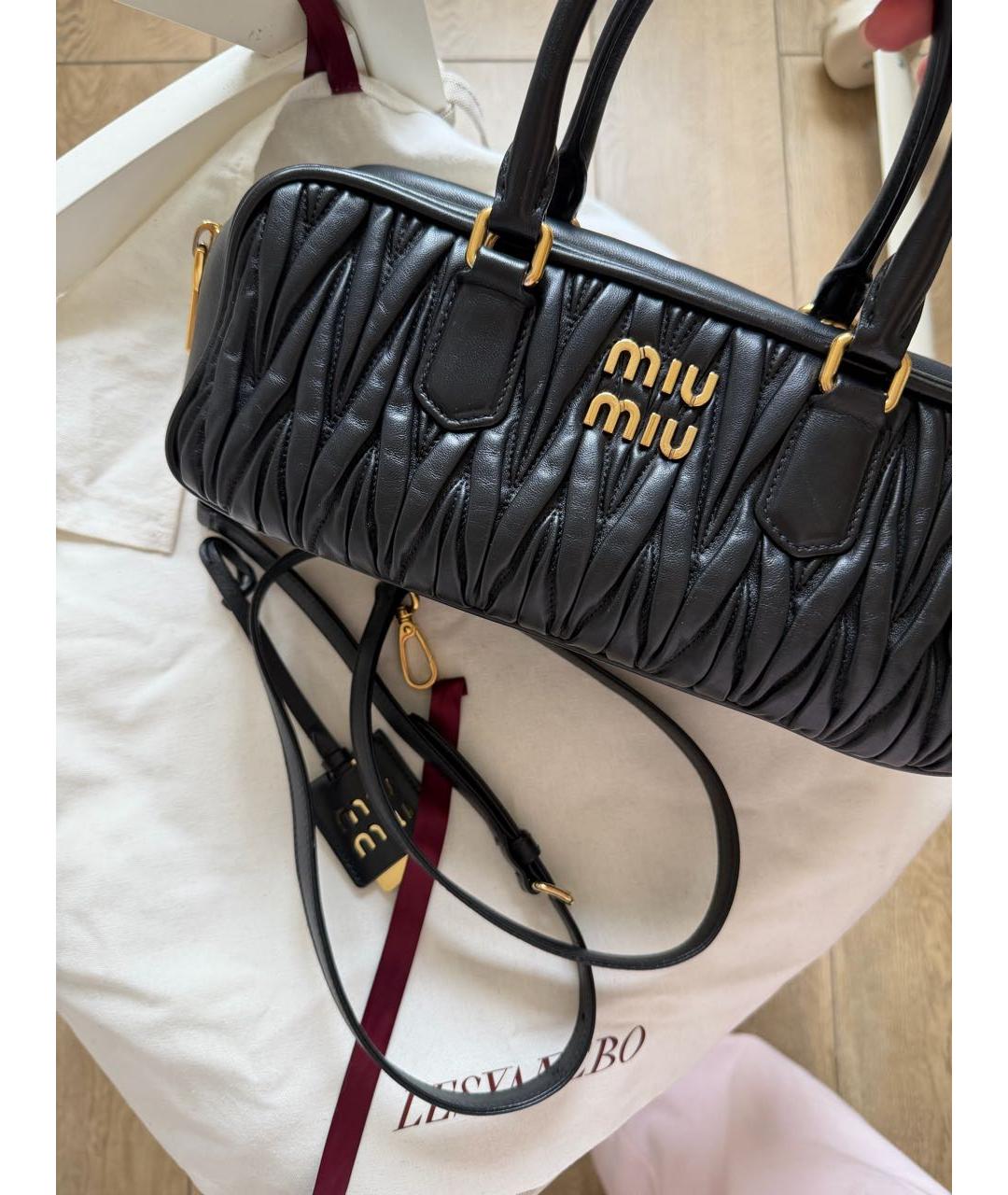 MIU MIU Черная кожаная сумка с короткими ручками, фото 5