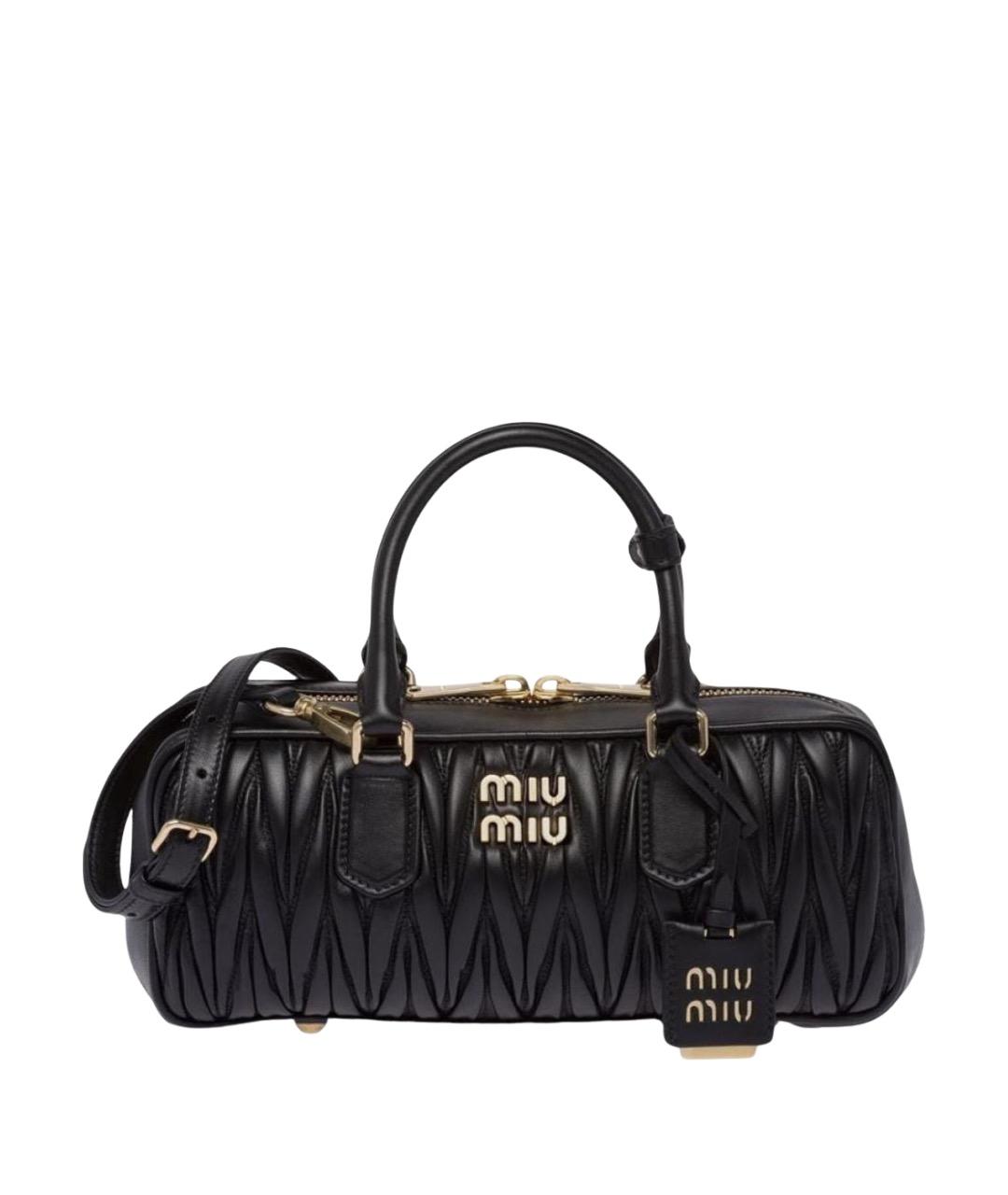 MIU MIU Черная кожаная сумка с короткими ручками, фото 1