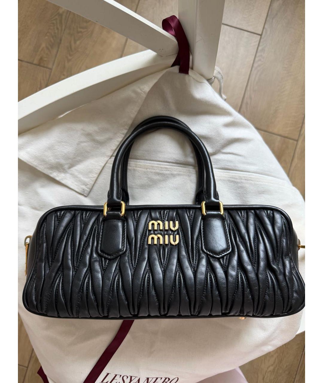 MIU MIU Черная кожаная сумка с короткими ручками, фото 2