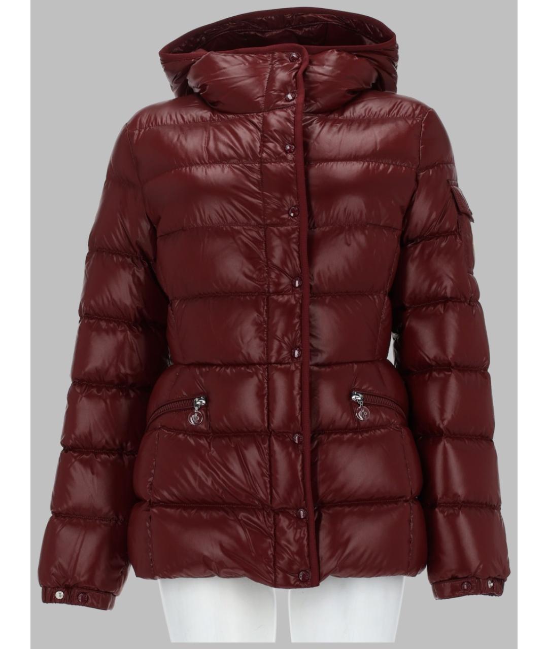 MONCLER Бордовый полиамидовый пуховик, фото 3