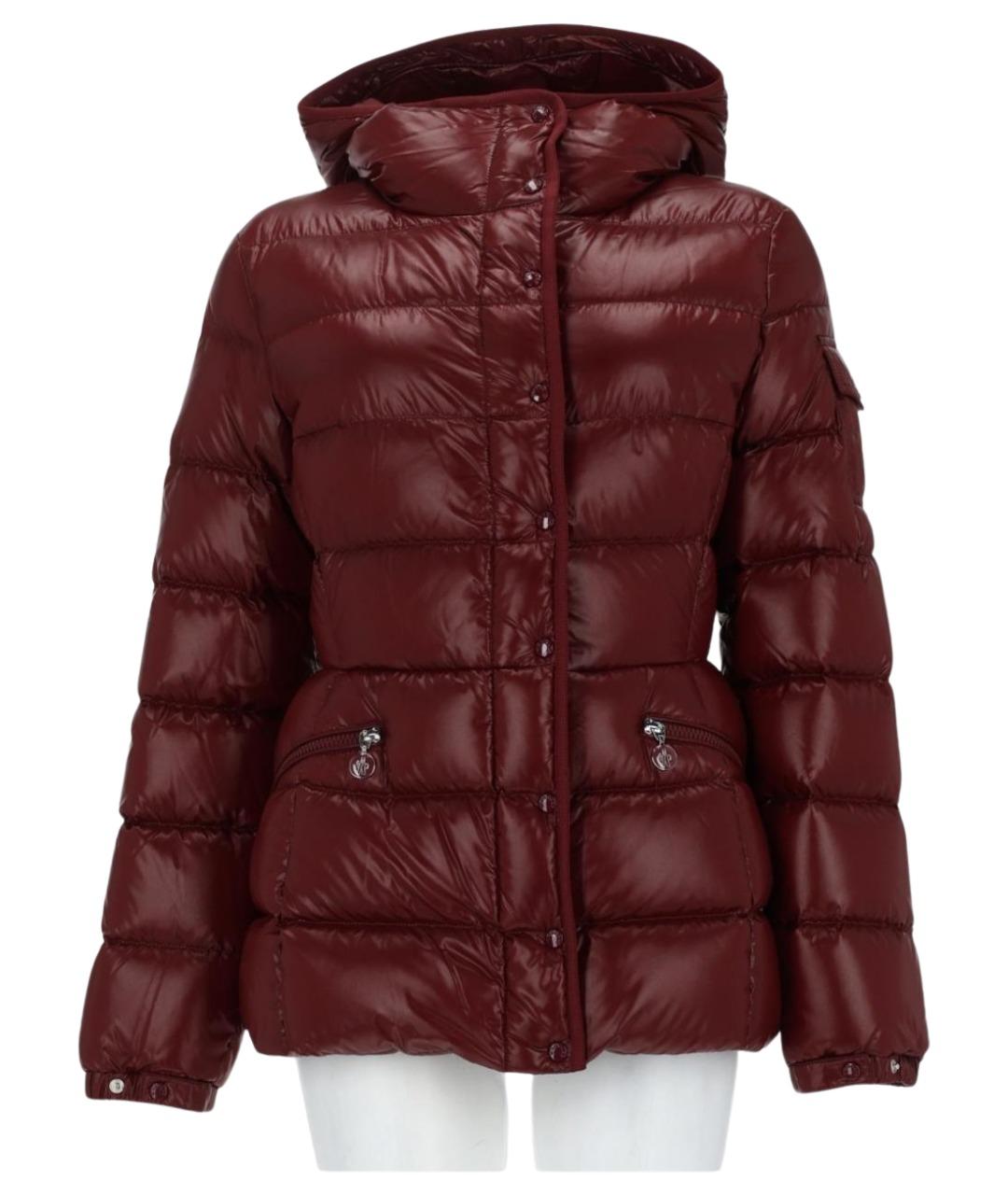 MONCLER Бордовый полиамидовый пуховик, фото 1