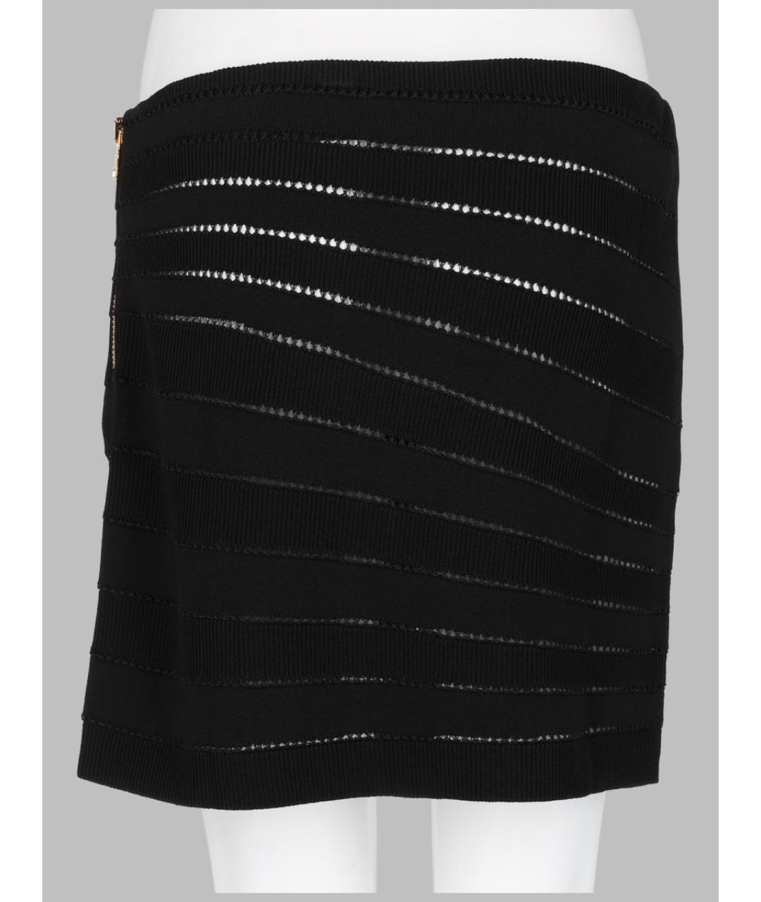 BALMAIN Черная вискозная юбка мини, фото 2