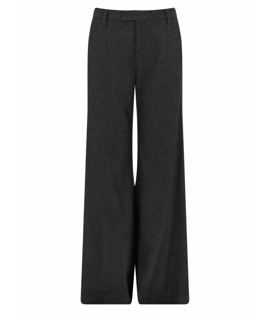 BRUNELLO CUCINELLI Антрацитовые шерстяные прямые брюки, фото 1