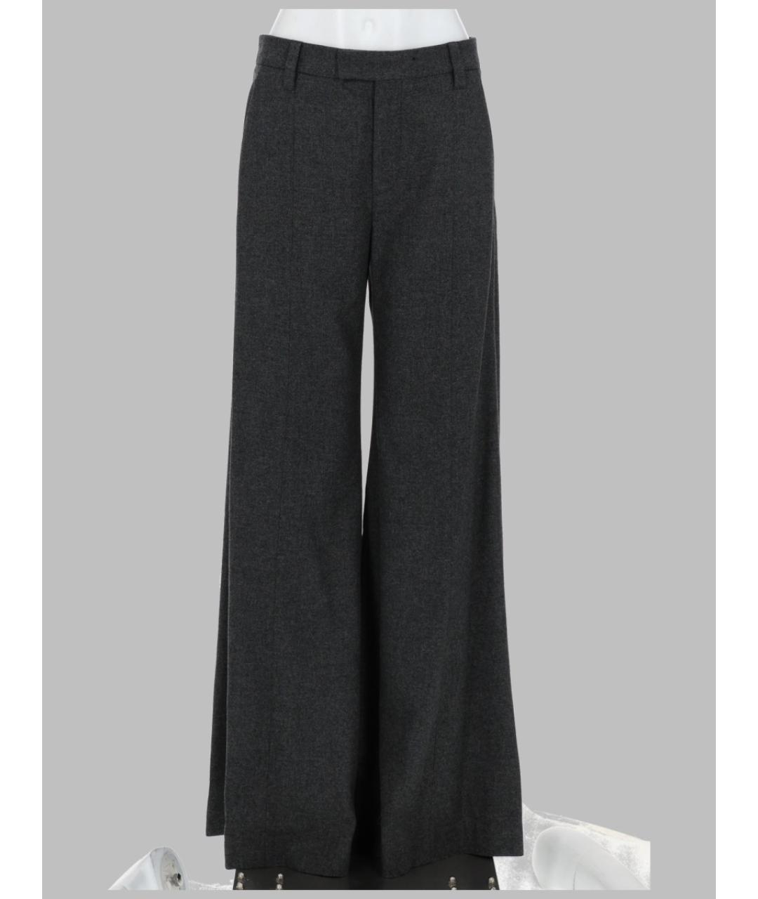 BRUNELLO CUCINELLI Антрацитовые шерстяные прямые брюки, фото 3