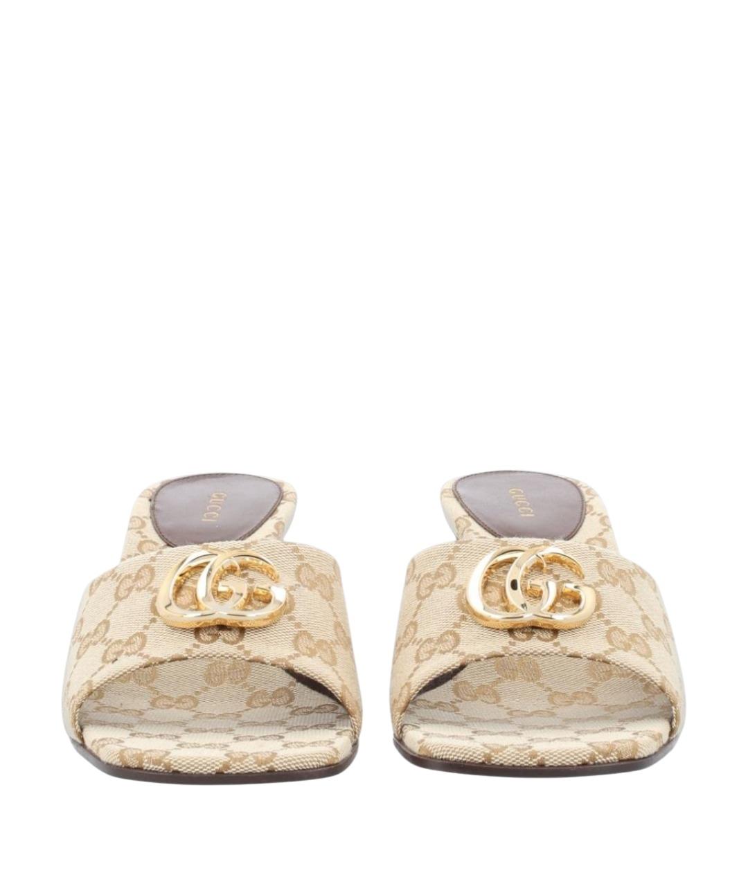 GUCCI Бежевые текстильные мюли, фото 1